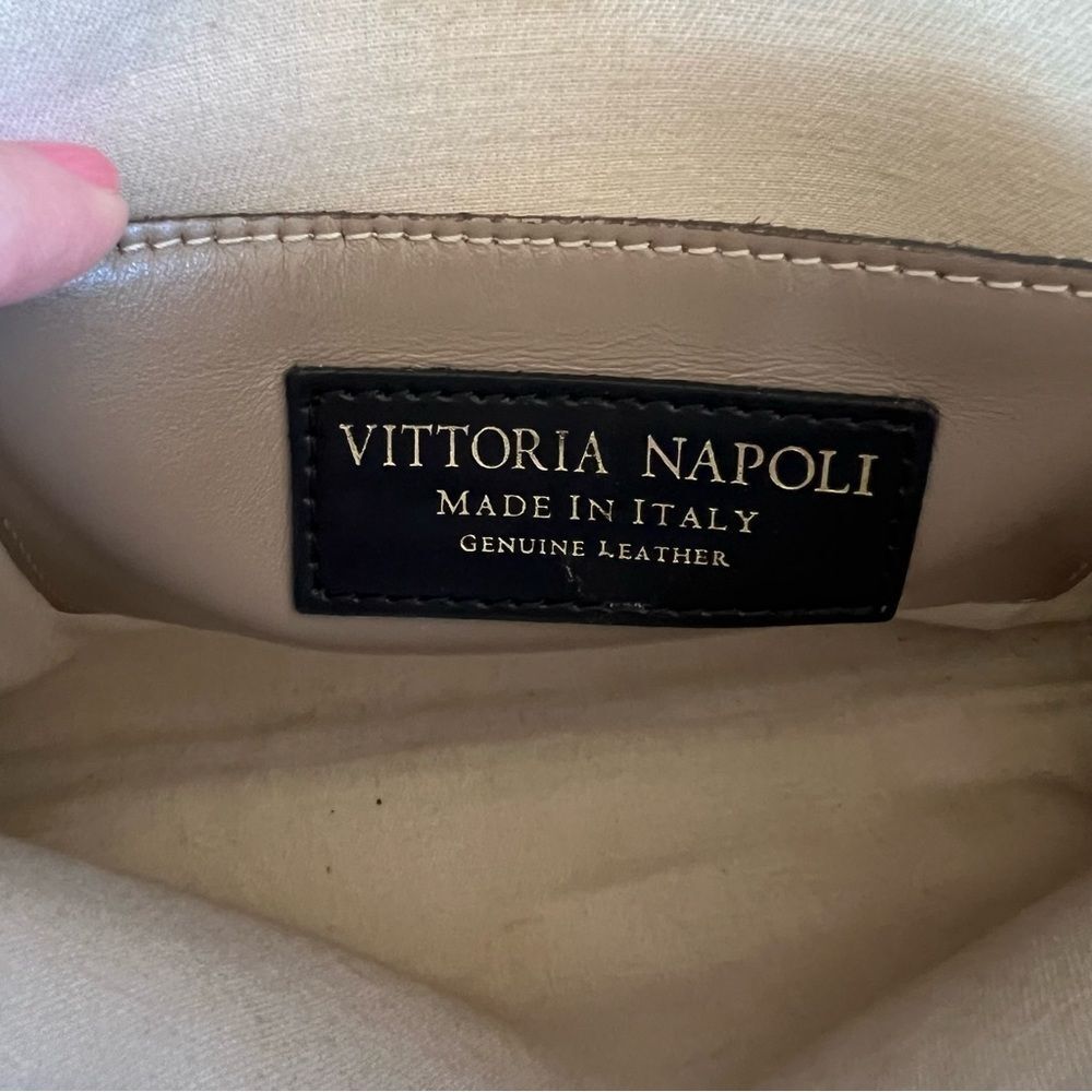 Vittoria Napoli Italian Leather Rose Gold Wedding Party Crossbody Clutch Purse - Picture 12 of 16